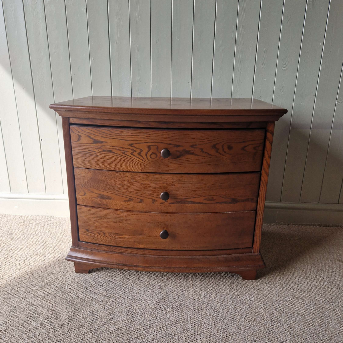 Winchcombe Dark Oak Wide 3 Drawer Bedside Table