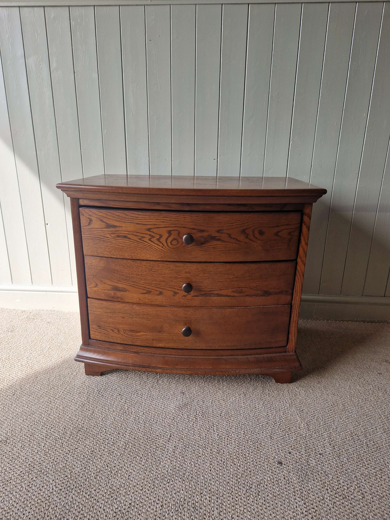 Winchcombe Dark Oak Wide 3 Drawer Bedside Table